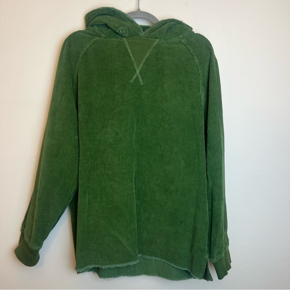 DREW Corduroy Army Green Hoodie - Picture 1 of 9